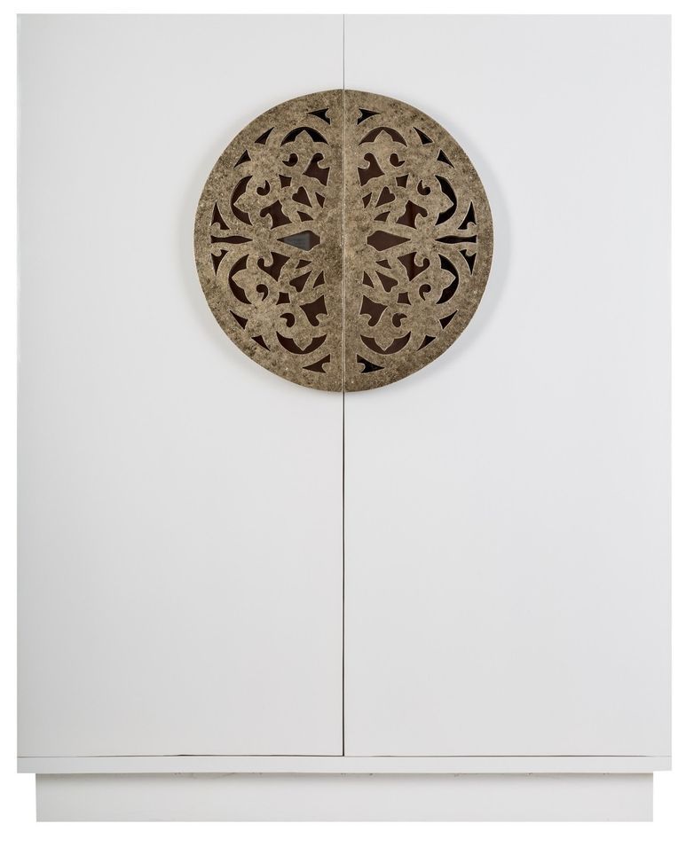 Vaisselier oriental bois de mindi blanc et doré Zelda - Photo n°1