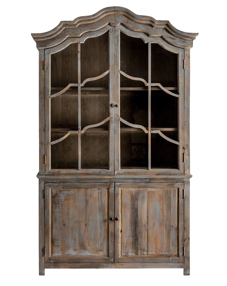 Vaisselier pin massif recyclé clair et gris vieilli Kenea hauteur 143 cm - Photo n°1