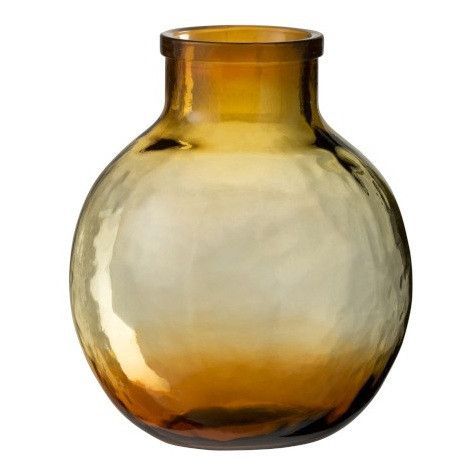 Vase boule verre transparent et orange Veeda - Photo n°1