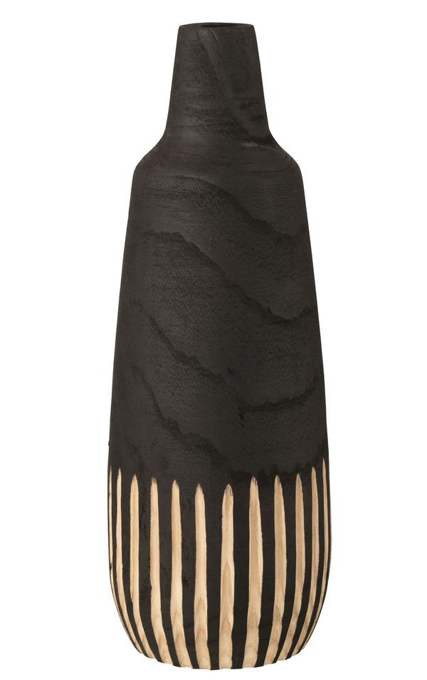Vase bouteille avec ligne noir et naturel D 20 cm - Photo n°1