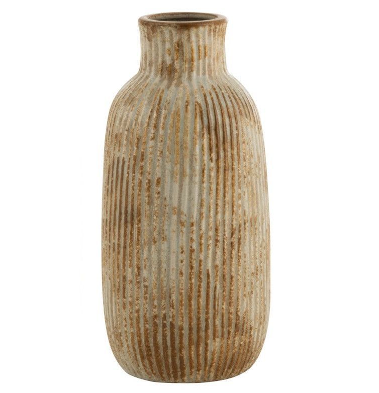 Vase céramique jaune à rayures Jibel H 34 cm - Photo n°1