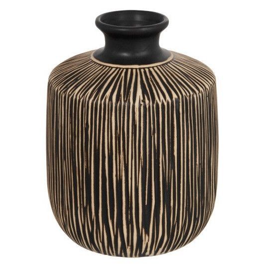 Vase céramique marron et beige Cintee H 25 cm - Lot de 2 - Photo n°1