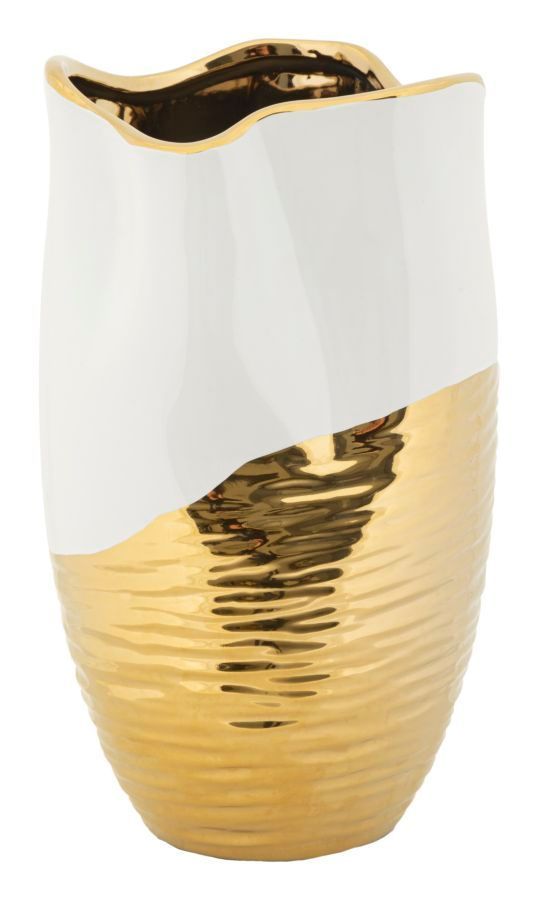 Vase décoratif céramique blanche dorée design NUXE - Photo n°1