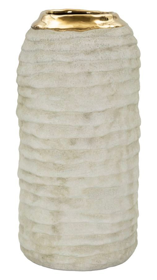 Vase décoratif céramique mate intérieur doré compact MELY - Photo n°1