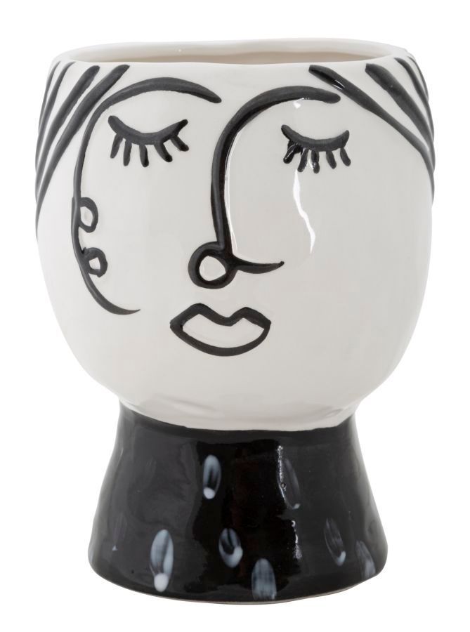 Vase décoratif porcelaine blanche visage féminin élégant FACE - Photo n°1