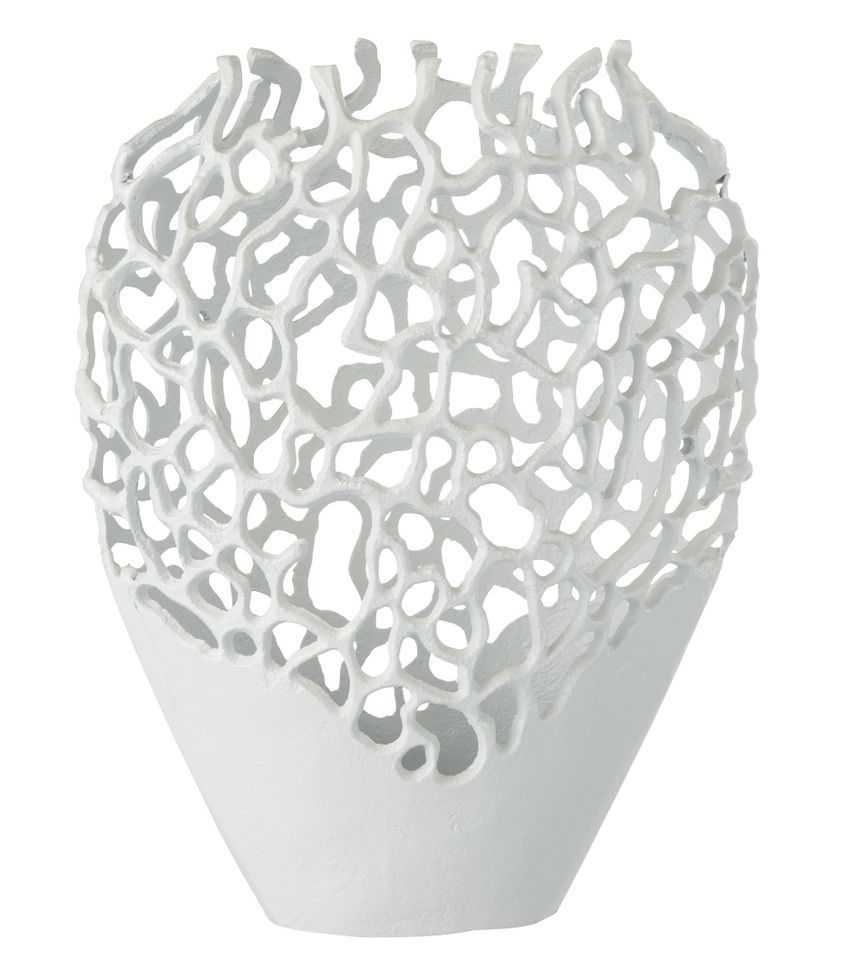Vase mer métal blanc motif corail Mozzi L 28 cm - Photo n°1