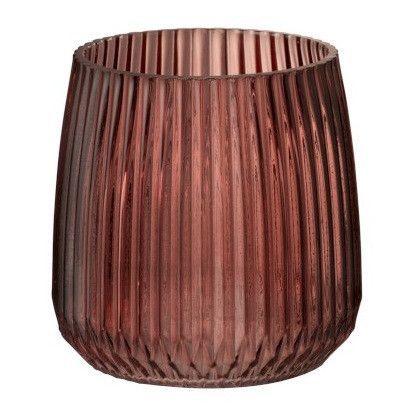 Vase rond verre bordeaux à rayures Corali H 17 cm - Photo n°1