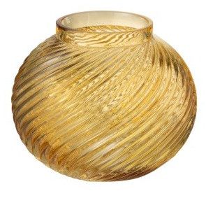 Vase rond verre jaune à rayures Nayra H 12 cm - Photo n°1