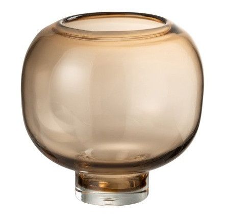 Vase sur pied verre marron clair Cintee H 21 cm - Photo n°1