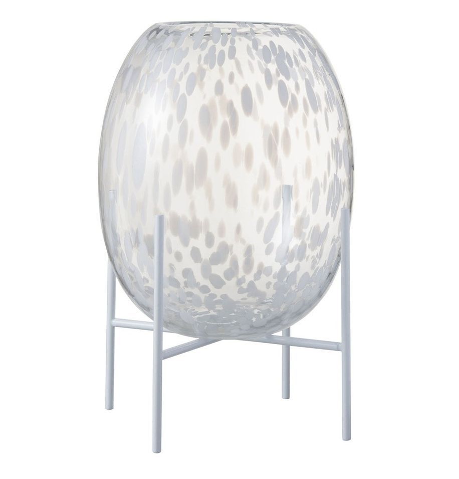 Vase sur pied verre transparent et blanc Licia - Photo n°1