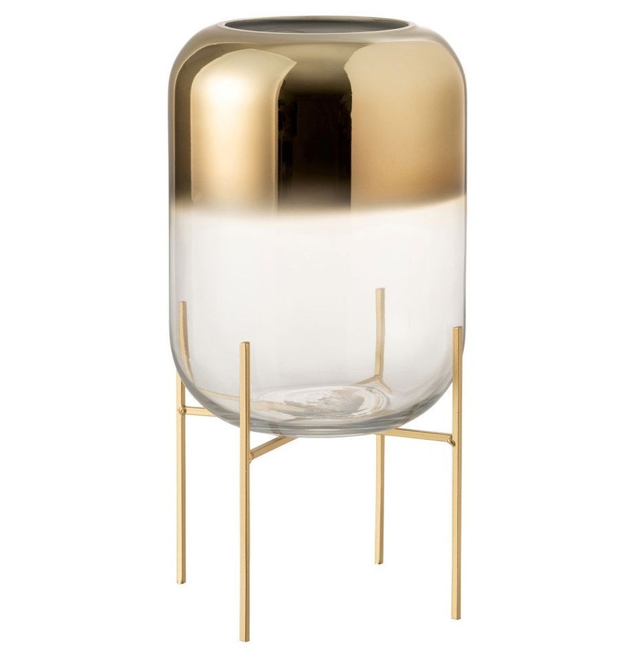 Vase transparent et pieds métal doré Narsh H 35 cm - Photo n°1
