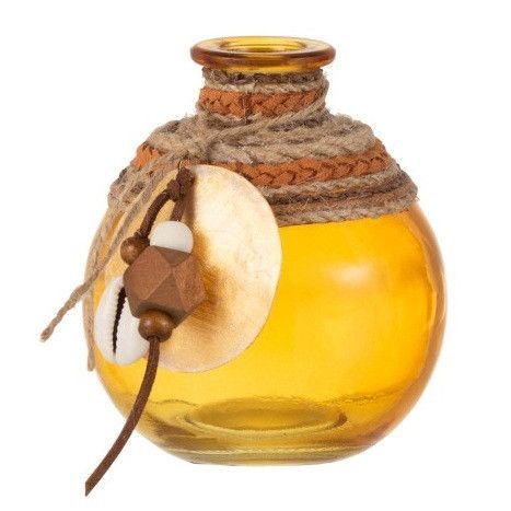 Vase verre jaune avec coquillage Nayra - Photo n°1