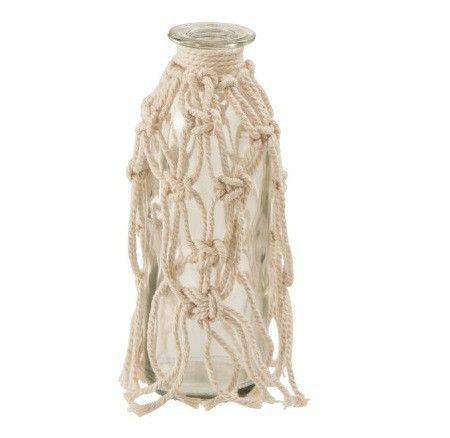 Vase verre transparent et corde beige Corali H 16 cm - Photo n°1
