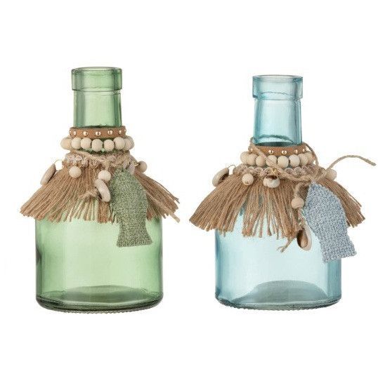 Vases avec col verre bleu et vert Azura - Lot de 8 - Photo n°1