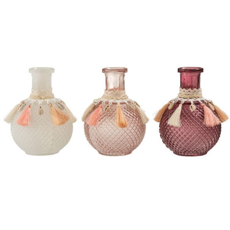 Vases verre blanc et rose Corali H 11 cm - Lot de 12 - Photo n°1