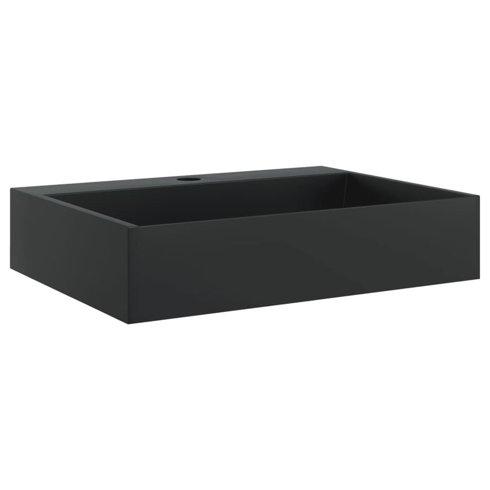 Vasque 50x38x11 cm fonte minérale/marbre noir mat - Photo n°1