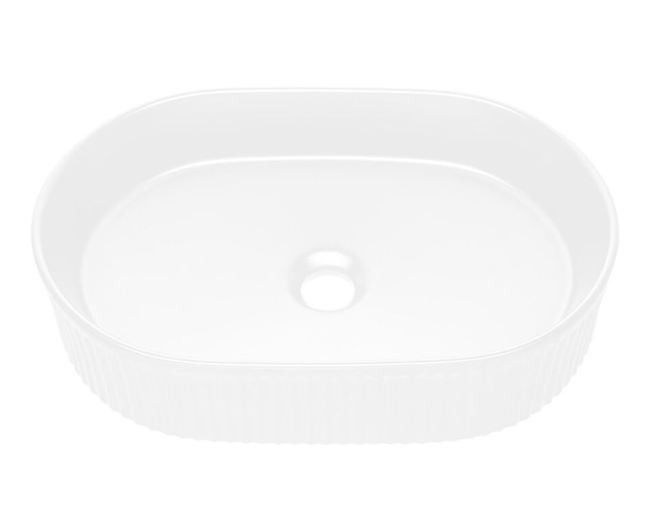 Vasque à poser ovale rainurée en céramique BEYOND – Design moderne - Photo n°1