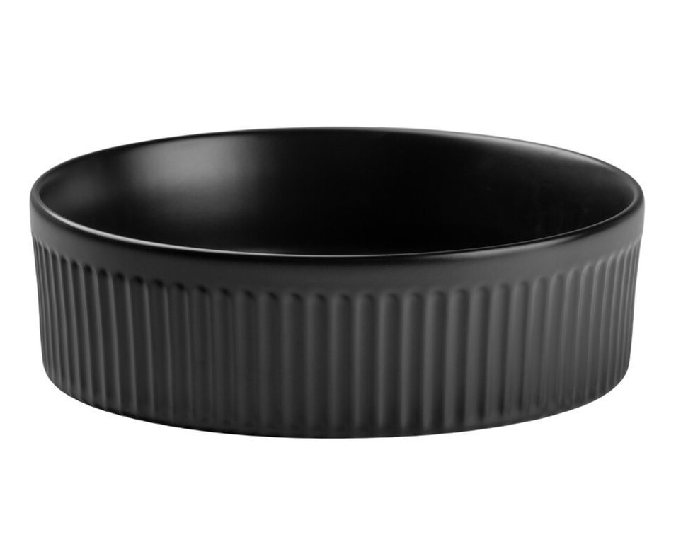 Vasque à poser ronde rainurée en céramique BEYOND – Design moderne - Photo n°1