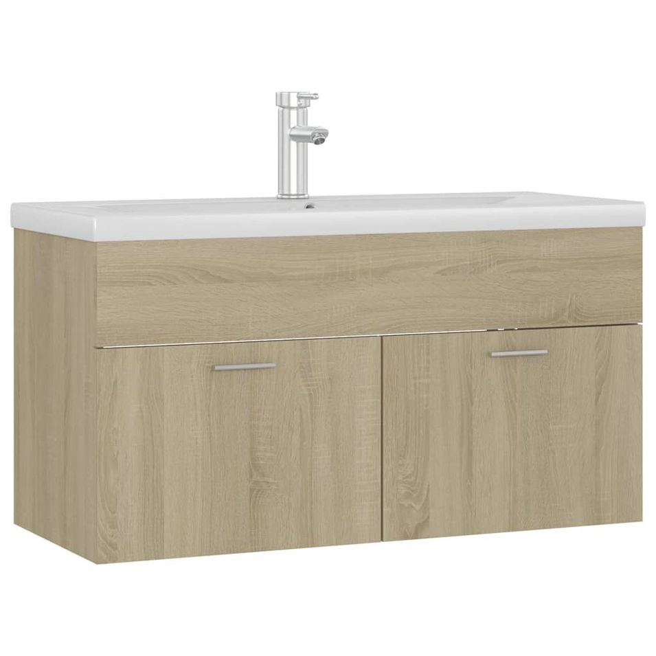 Vasque avec lavabo intégré 90 cm Chêne sonoma - Photo n°1