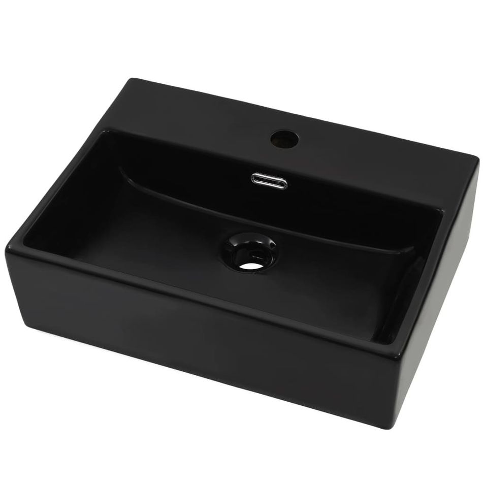 Vasque avec trou de robinet en céramique Noir 51,5x38,5x15 cm - Photo n°1