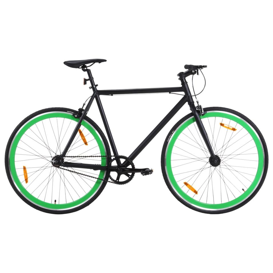 Vélo à pignon fixe noir et vert 700c 51 cm - Photo n°1