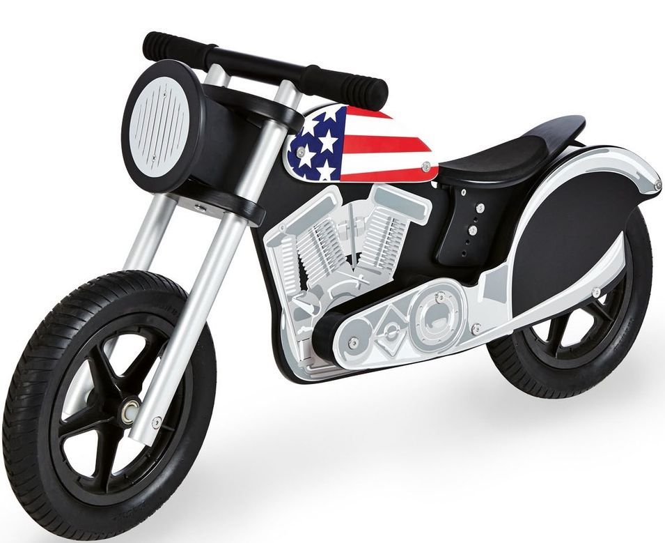 Vélo draisienne enfant bouleau noir et argent Moto Cooper - Photo n°1