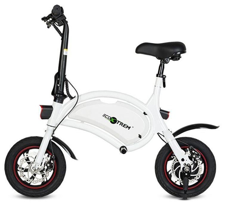 Vélo électrique homologuée route 250W avec siège et repose-pieds blanc - 25 km/h - Photo n°1