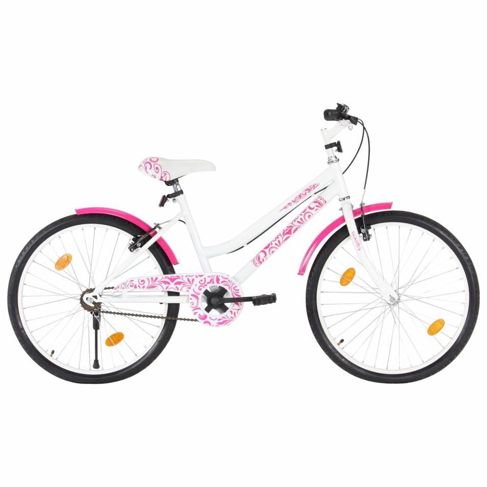 Vélo pour enfants 24 pouces Rose et blanc - Photo n°1