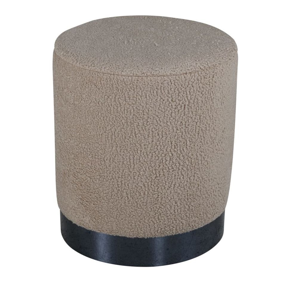 Venture Home Pouf Benji 35x35x42,5 cm Teddy Beige et noir - Photo n°1