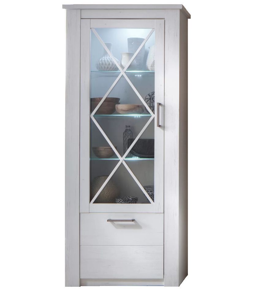 Vitrine 2 portes mélaminé blanc Aria - Photo n°1