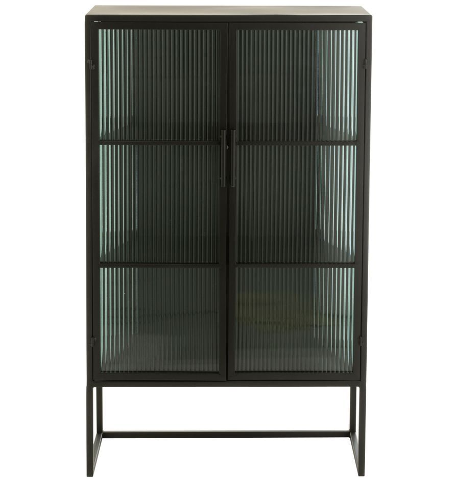 Vitrine 2 portes métal verre noir Alice H 126 cm - Photo n°1