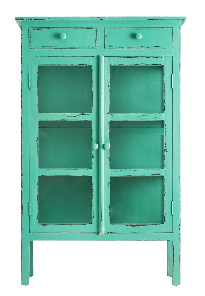 Vitrine 2 portes orme massif vert Melina - Photo n°1