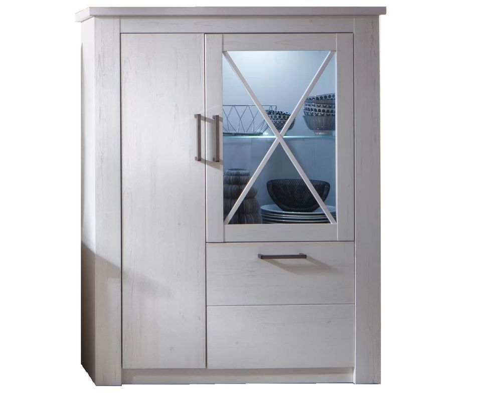 Vitrine 3 portes mélaminé blanc Aria - Photo n°1