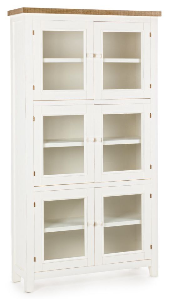 Vitrine 6 portes 6 étagères en bois blanc Elya L 93.5 cm - Photo n°1