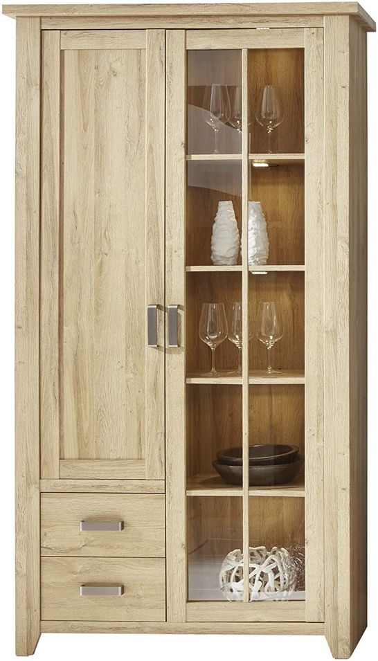 Vitrine chêne rustique mélaminé Mobal - Photo n°1