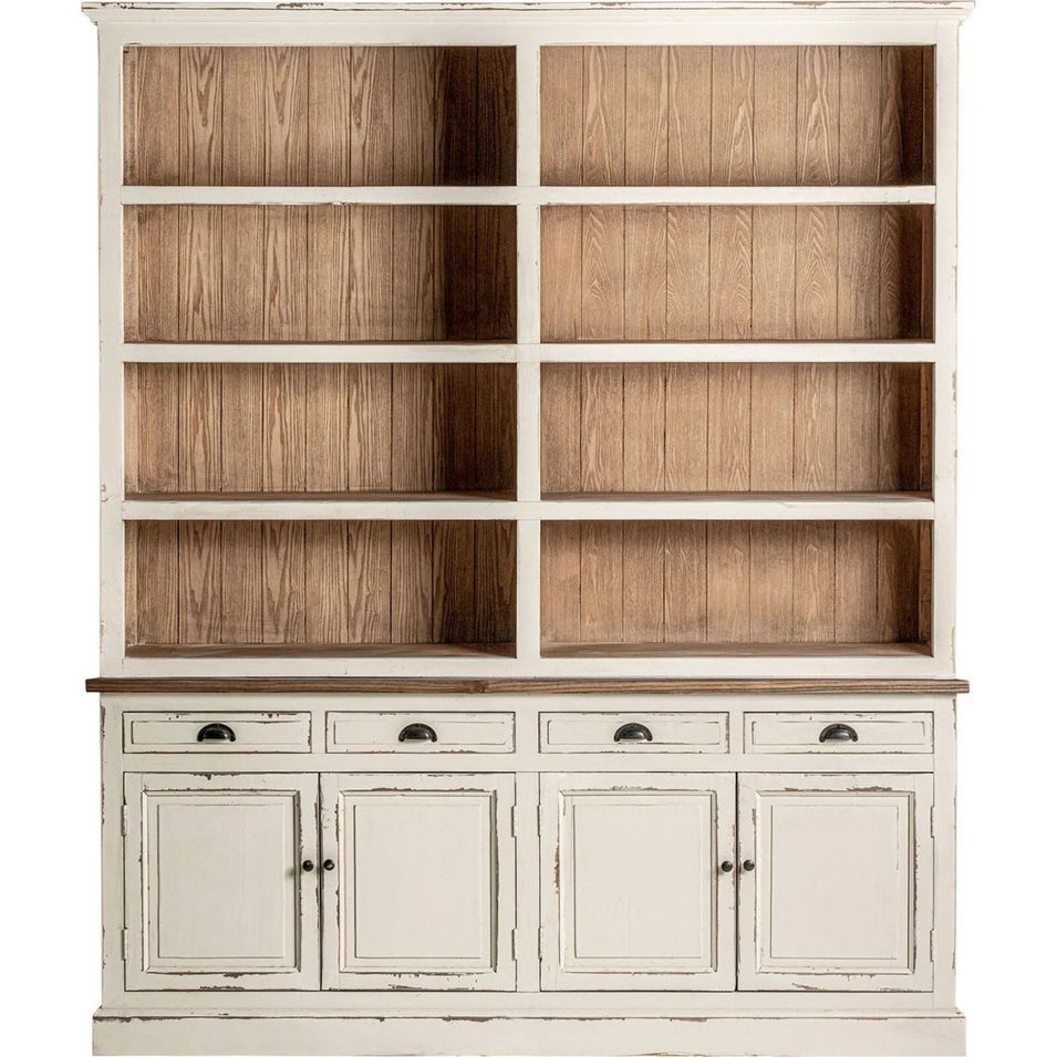 Vitrine en bois massif d’orme blanc cassé TOLITA – Style provençal - Photo n°1