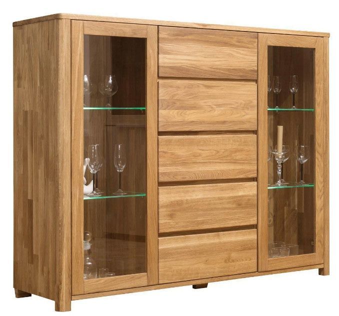 Vitrine en chêne massif Eliza 160 cm - Photo n°1