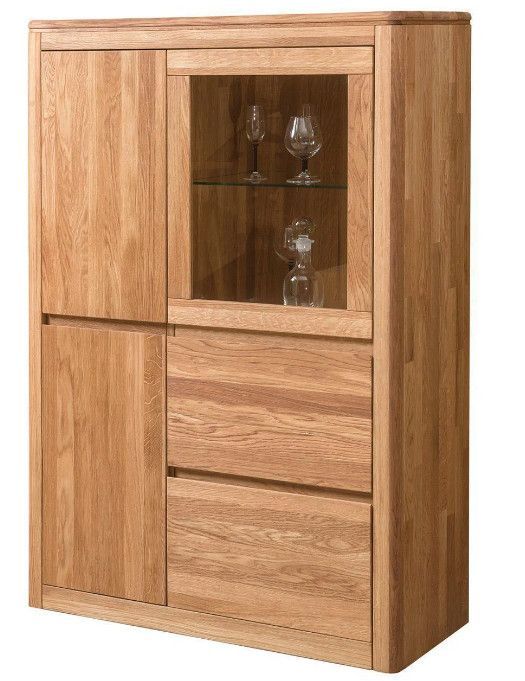 Vitrine en chêne massif et verre Velida 100 cm - Photo n°1