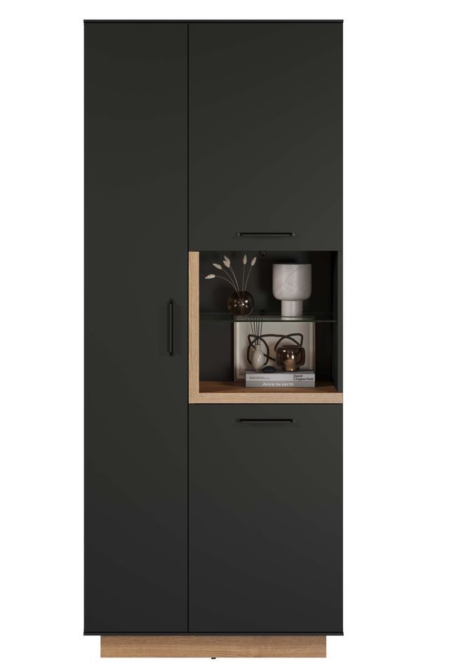 Vitrine en gris et chêne Evoke Lunix 80 cm - Photo n°1