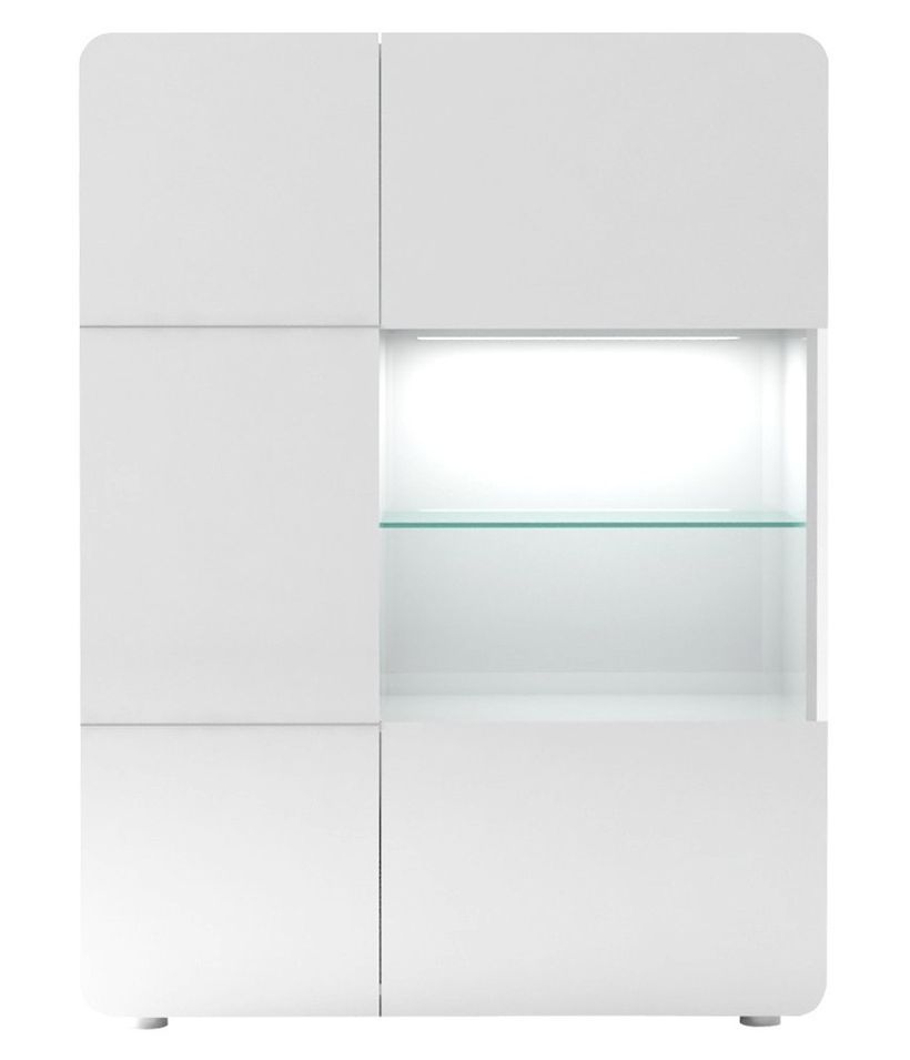 Vitrine lumineux 2 portes bois laqué blanc Sanoa - Photo n°1