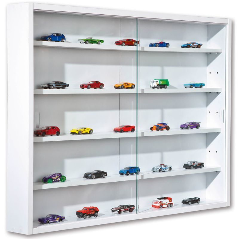 Vitrine murale pour miniatures 5 niveaux bois blanc Colec - Photo n°1