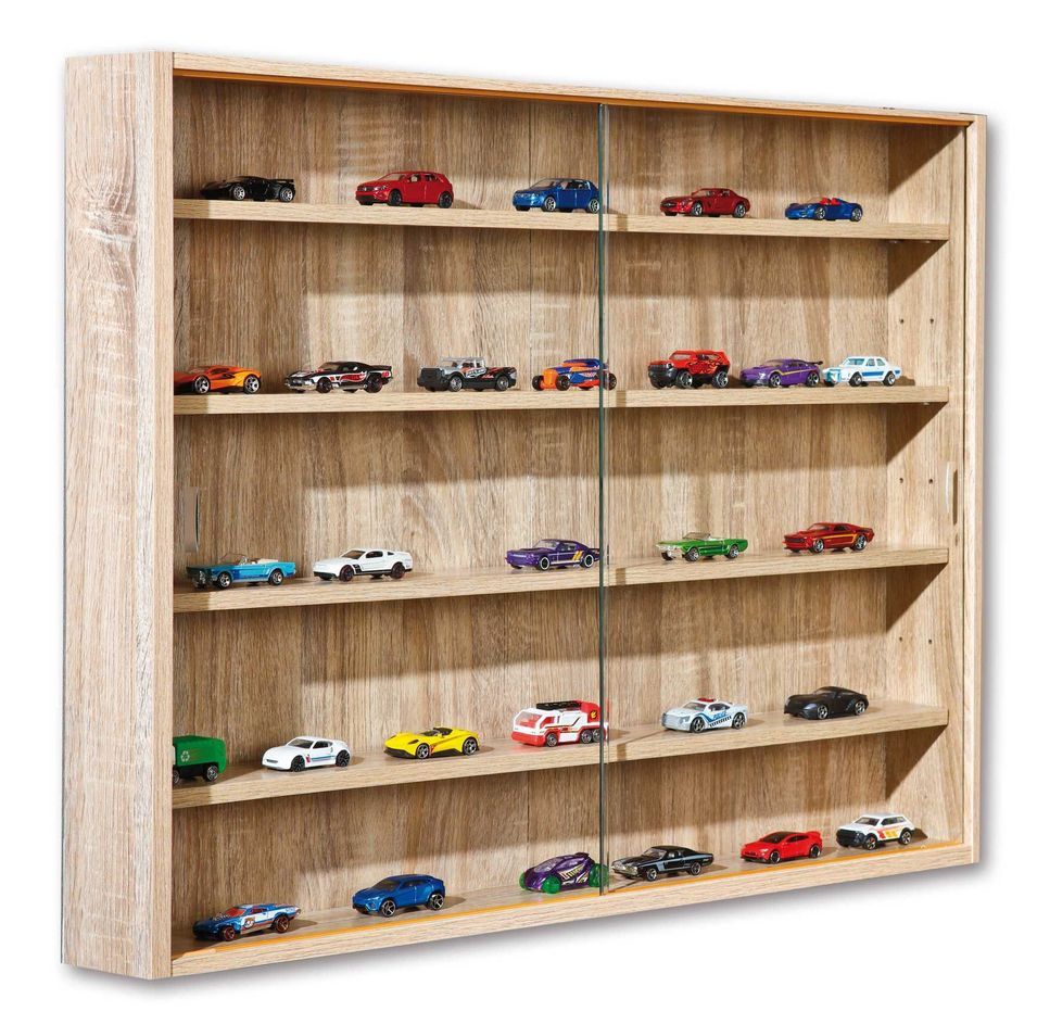 Vitrine murale pour miniatures 5 niveaux bois chêne clair Colec - Photo n°1