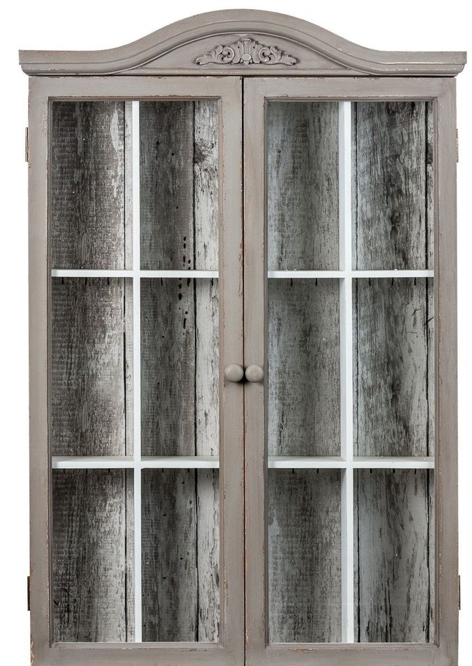Vitrine shabby chic pin massif gris usé Azza - Photo n°1