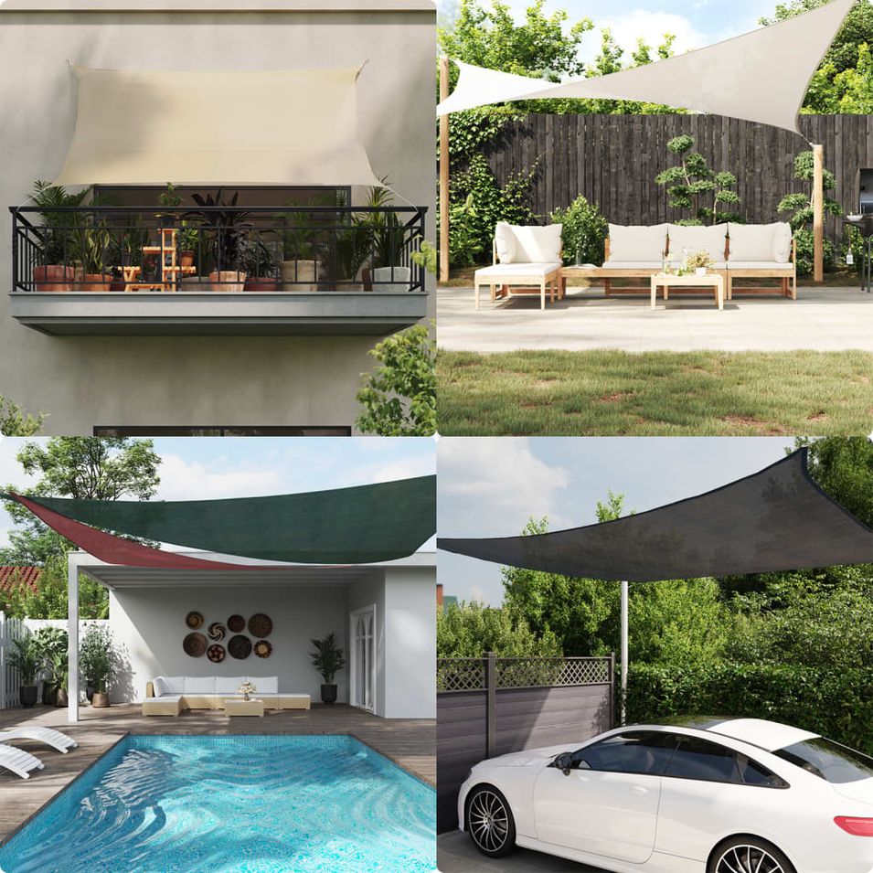 Voile d'ombrage 160 g/m² carré sable 4x4 m PEHD - Photo n°1