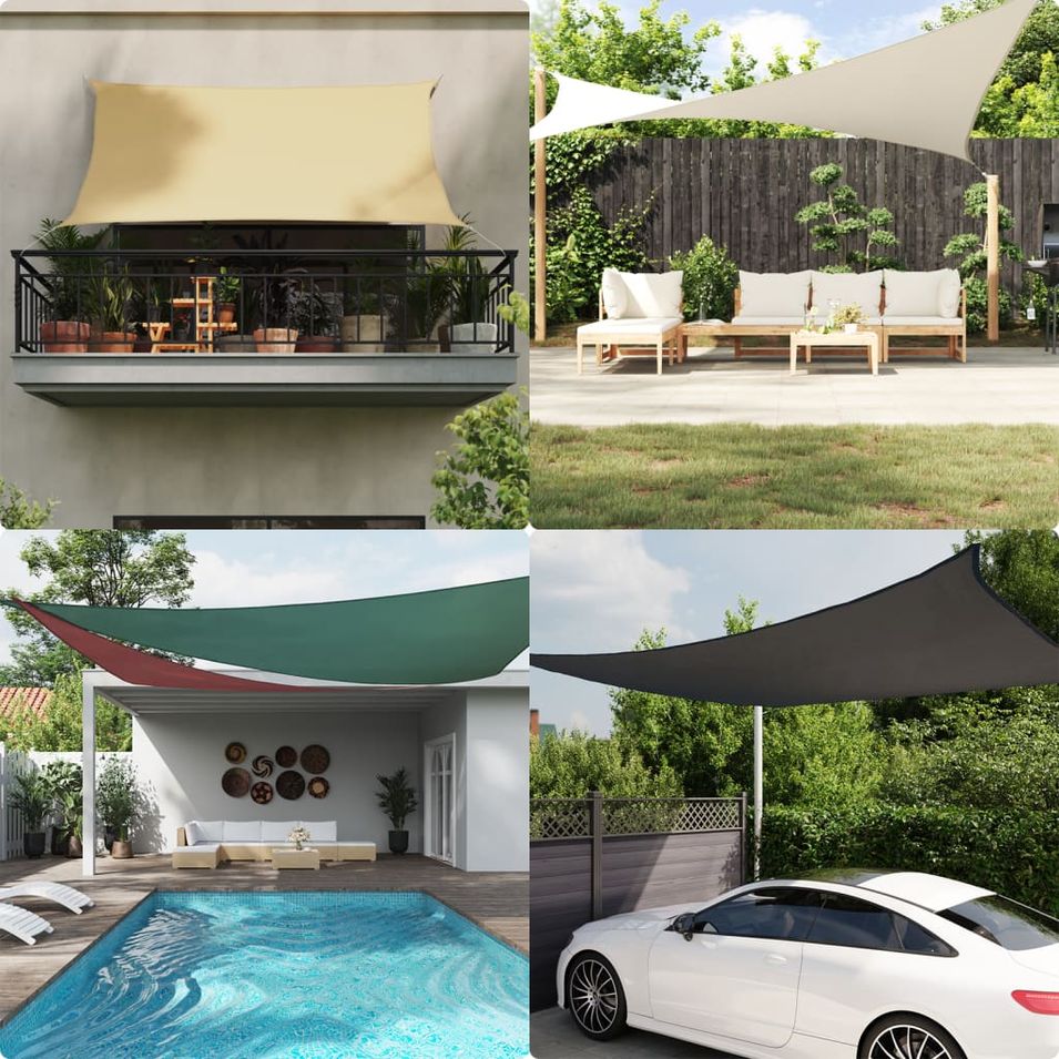 Voile de parasol tissu oxford rectangulaire 5x8 m beige - Photo n°1
