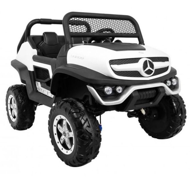 Voiture enfant électrique Mercedes Unimog blanc 4 roues motrices - Photo n°1