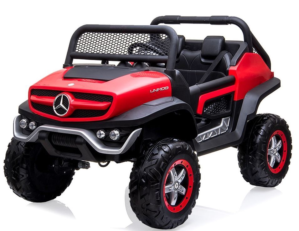 Voiture enfant électrique Mercedes Unimog rouge 4 roues motrices - Photo n°1