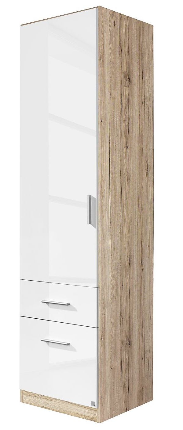 Mobel Select Armoire Porte Battante Blanc Brillant Tiroirs Et