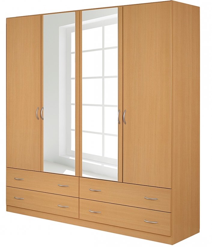 Mobel select Armoire 4 portes battantes 4 tiroirs Hêtre Kadra 4