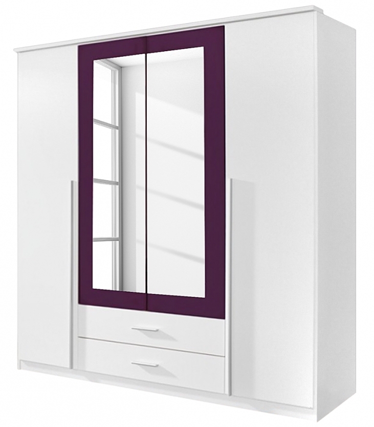 Mobel Select Armoire 4 Portes Battantes Blanc Et Prune Field